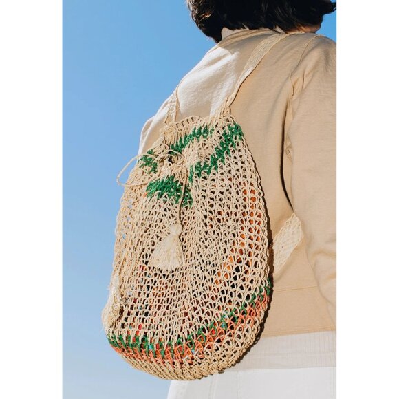 Easy Woven Iraca Backpack with Tassel Tie Closure main image 13